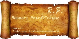 Rapport Petróniusz névjegykártya